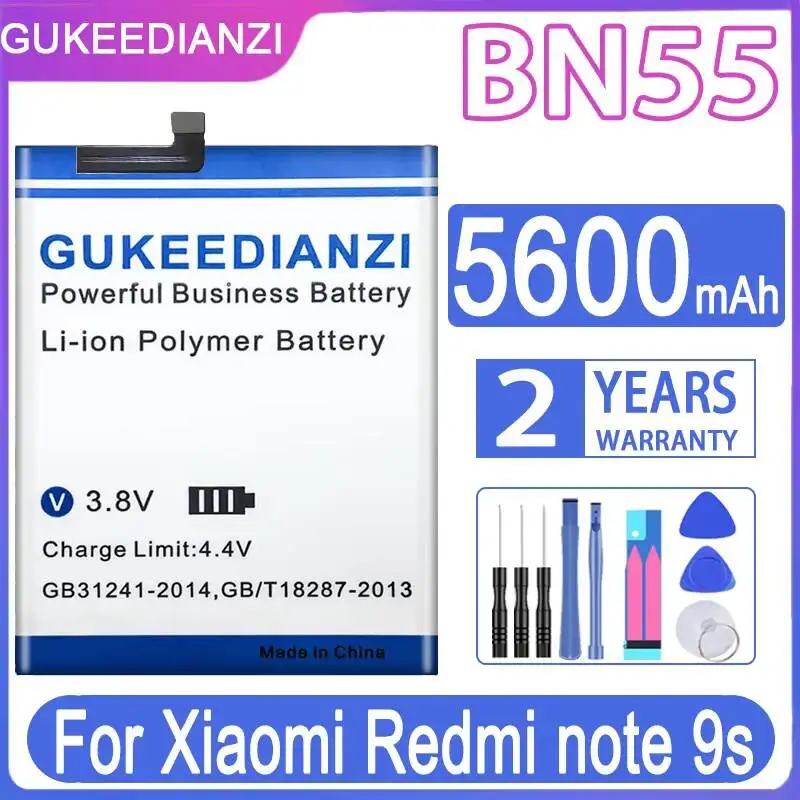 

For Xiaomi Redmi Note 9s Long-Lasting Reliable Replacement BN55 5600mAh Mobile Phone Battery
