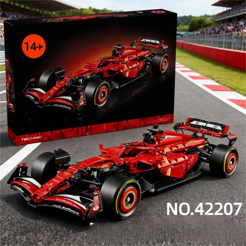 Blocs de construction de voiture de course de sport rouge, FIT technique 42207 SF-24, 1:8, brique de supercar, 1361 pièces, jouet pour enfant, cadeau d'anniversaire de noël