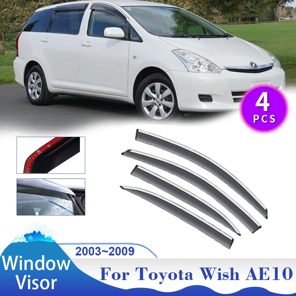 For Toyota Wish AE10 2003~2009 Car Windows Visor Vent Smoke Cover Awnings Shelters Sun Rain Guard Deflector Exterior Accessories