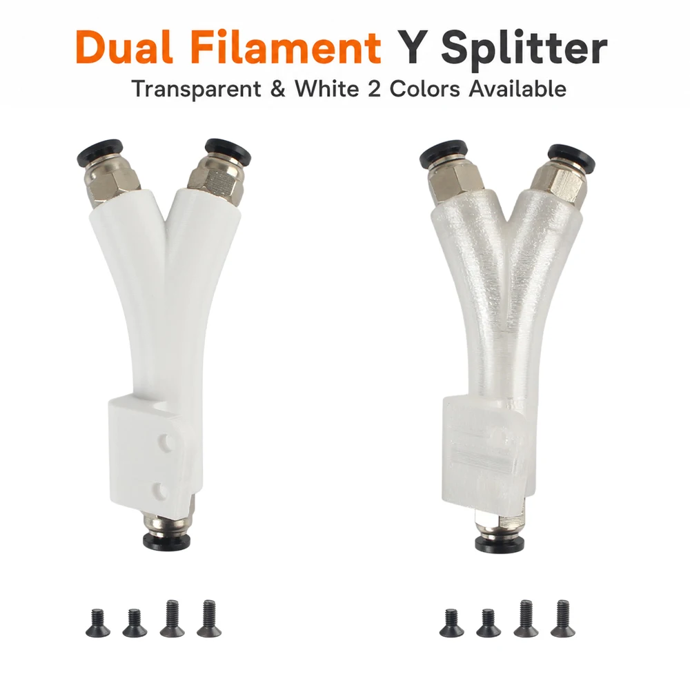Y Shape Dual Filament Splitter  Transparent White High Quality Shunt  For Bambu  A1 X1 P1 H2 Series 3D Printer