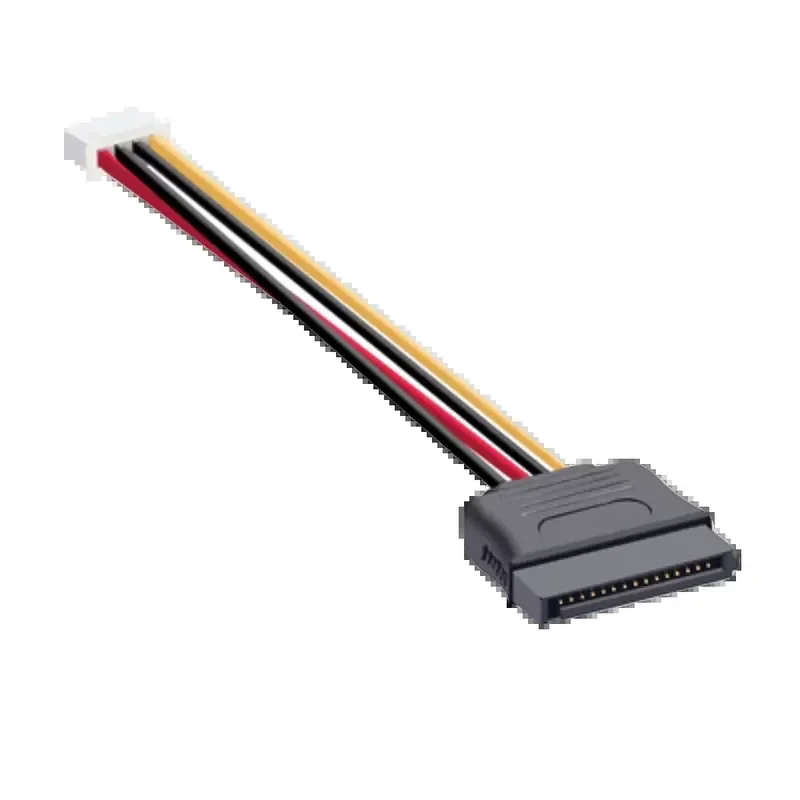 ITX Power Cord SATA 15P Female to Small 4PIN Female 2.54mm Pitch to SATA Female Cable for Computer PC Internal Wiring