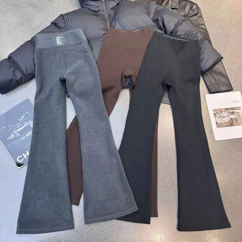 Pantaloni da yoga bootcut foderati in Fce a vita alta Pantaloni termici da donna Pantaloni lunghi casual Pantaloni da yoga bootcut a vita alta