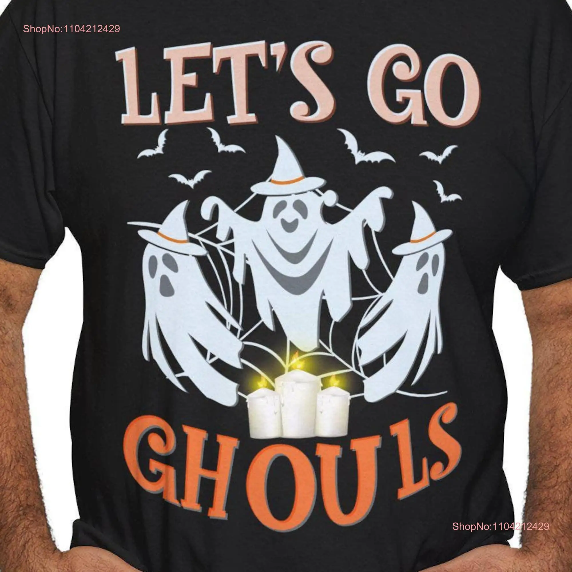 

Футболка Let's Go Ghouls на Хэллоуин с длинными или короткими рукавами Ghost