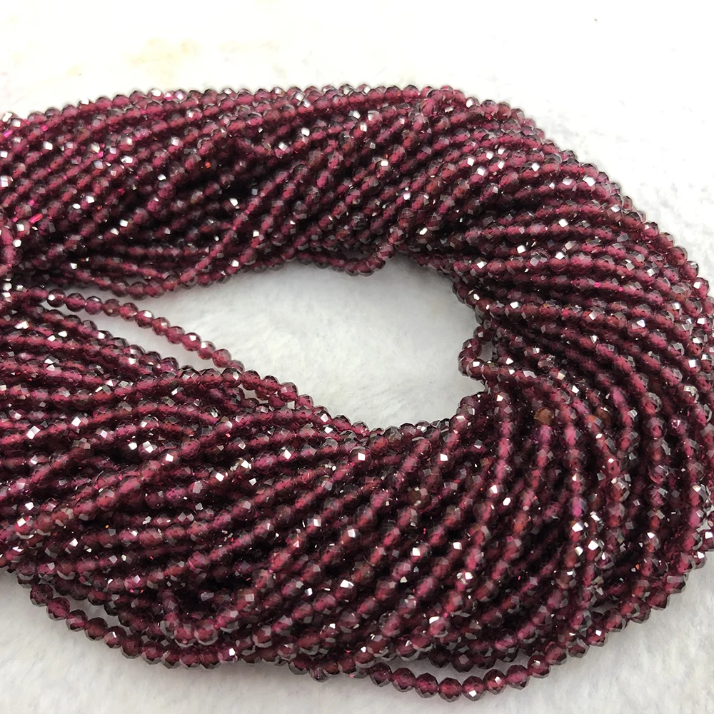 Natural Pyrope Garnet Faceted Round Beads 2mm,3mm,4mmfor Jewelry Making Bracelet Necklace Charms Beads DIY Accessories Wholesale