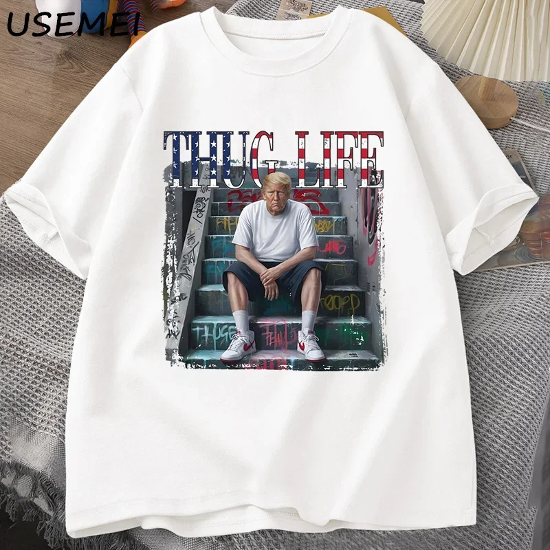 Divertente Donald Trump Thug Life Meme magliette uomo donna Graphic Tee Shirt cotone manica corta t-Shirt abbigliamento uomo Casual Tee