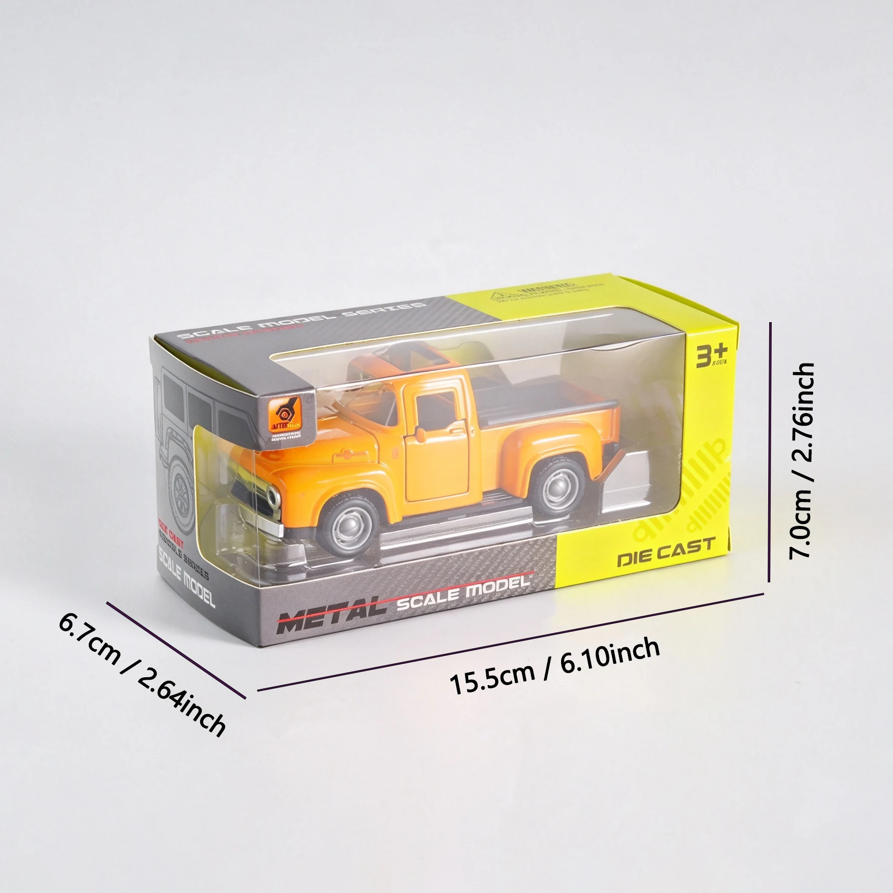 Vintage Collectible Trucks - Orange Vintage Pickup Diecast Truck, Car