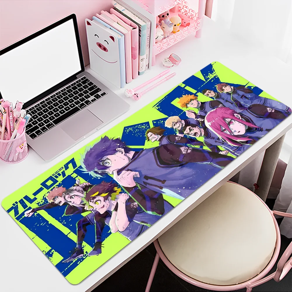 Mousepad kunci biru INS, tikar meja komputer kantor besar bantalan Mouse besar bantalan Laptop remaja perempuan kamar tidur