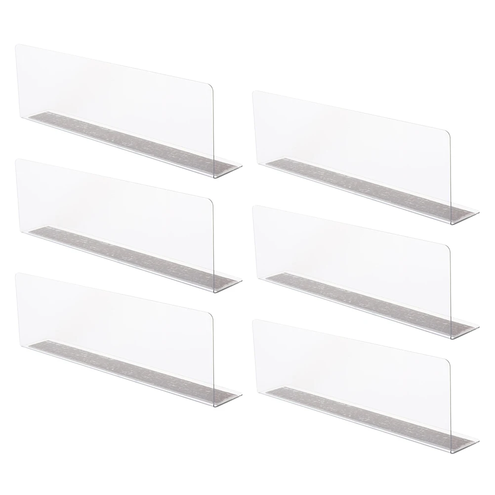 

6pcs PVC Shelf Dividers 28CMx6CM Magnetic Transparent Supermarket Separator Organizers L Sturdy Storage Closet Kitchen