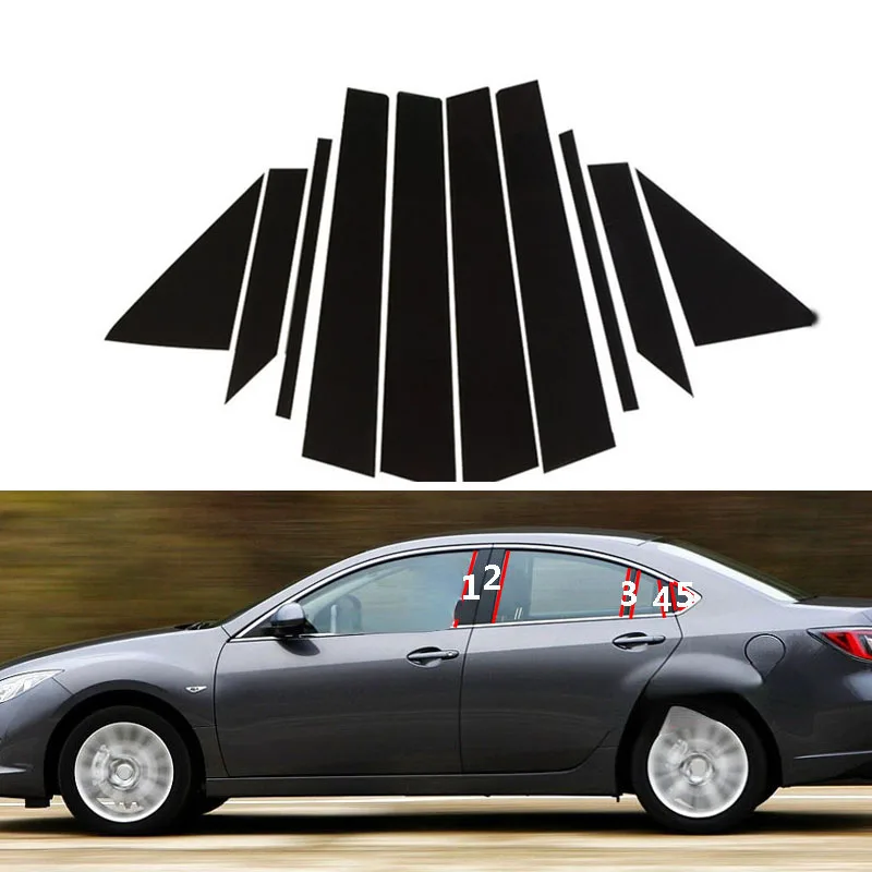 Car Central Middle Column PC Window Trims Stickers For Mazda 6 GG GH GJ GL 2002-2012 Decoration B C Pillar Strips Accessories