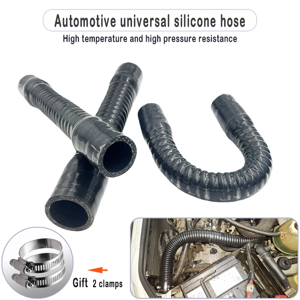 Universal Car Silicone Flexible Hose modification Water Radiator Tube Air Intake Pipe Intercooler Tube Joiner ID16~75MM Black