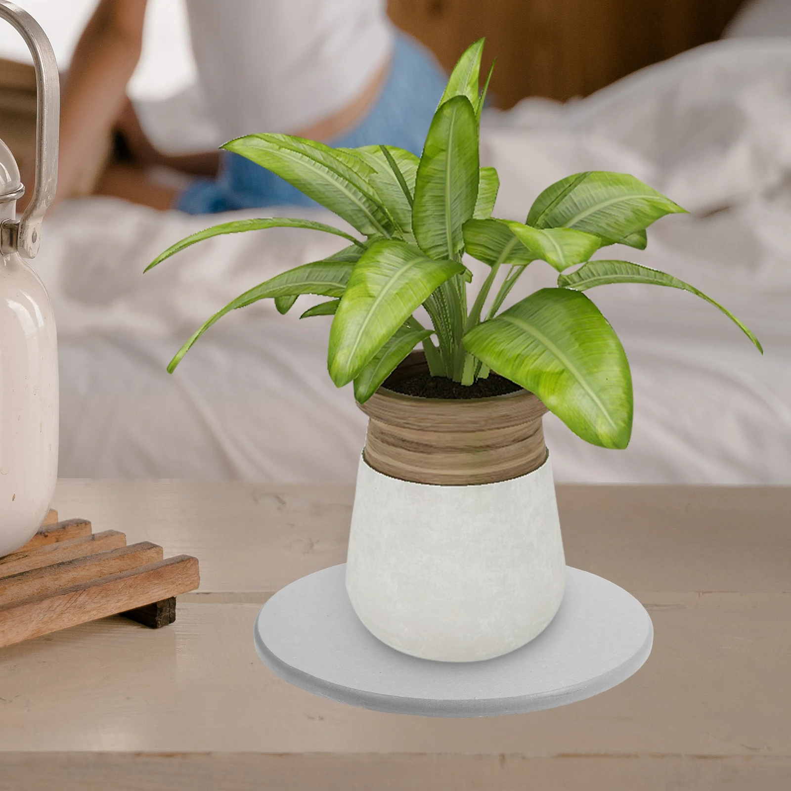 

2pcs Flower Pot Mat Circular 18cm Diatomaceous Earth Saucer Absorbent Pad Planter Tray Reusable Coasters Bathroom Countertop
