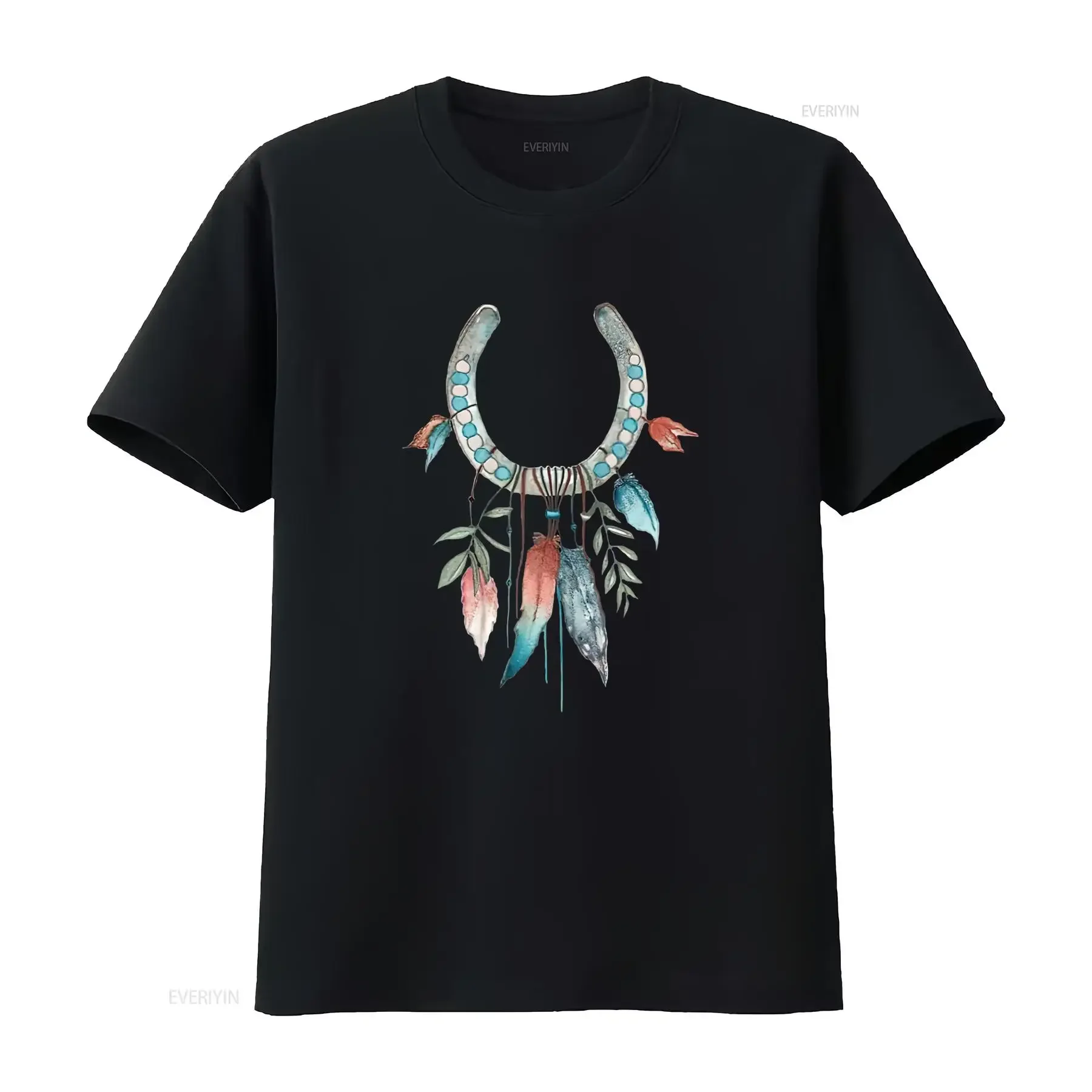 Womens Horseshoe Dream Catcher T Shirt vintage Washed Comfortable Versatile Stretched fashion streetwear graphic Soft