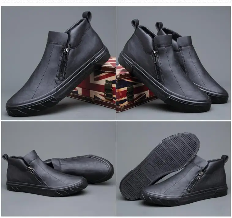 New Shoes for Men Casual Leather Shoes Spring Autumn Designer Fashion Slip-On Cool Loafers Leisure Zipper Flat Shoes