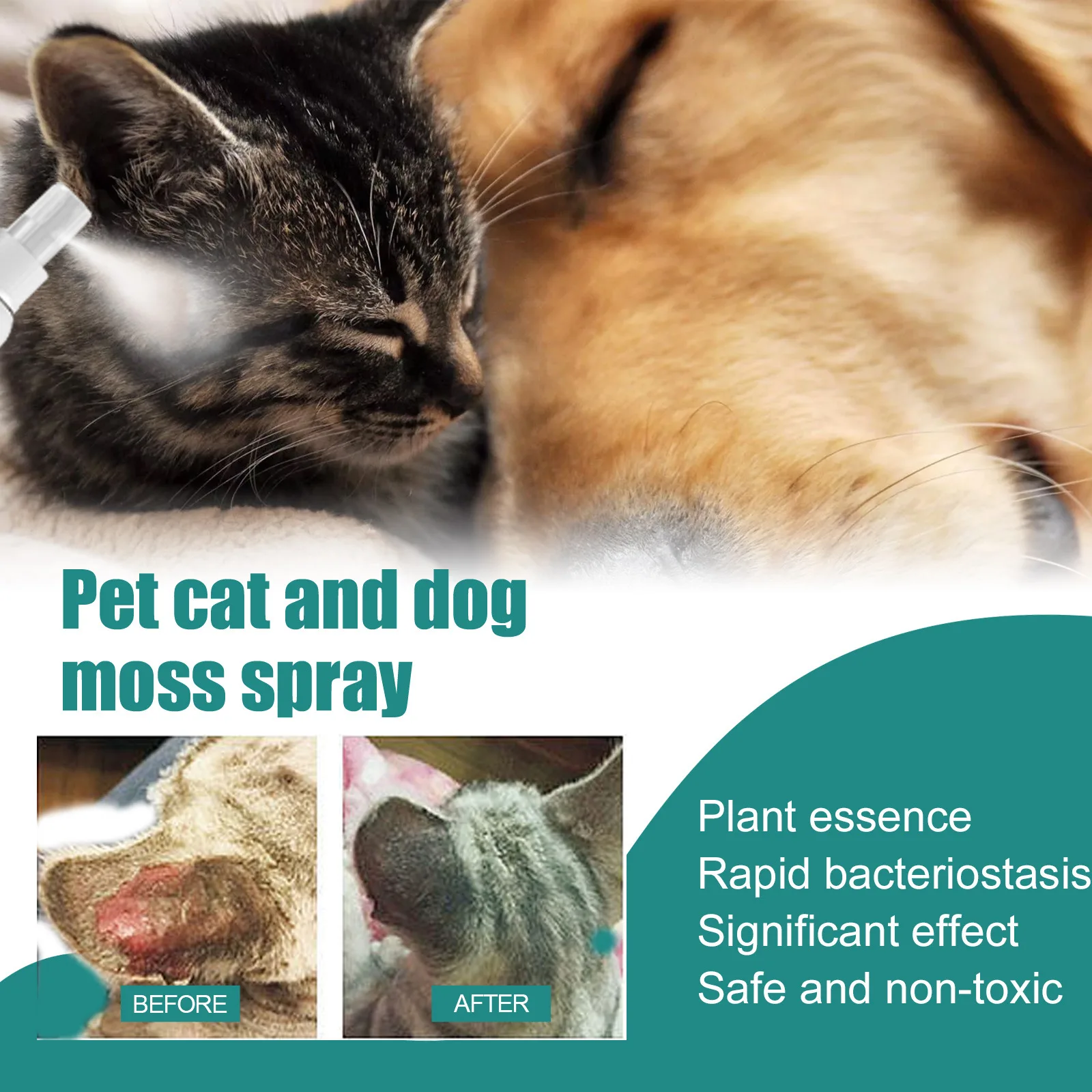 Pet Skin Care Spray Dermatitis Allergy Antibacterial Flea Tick Killer Puppy Mite Removal Relieve Itching Cat Ringworm Treatment
