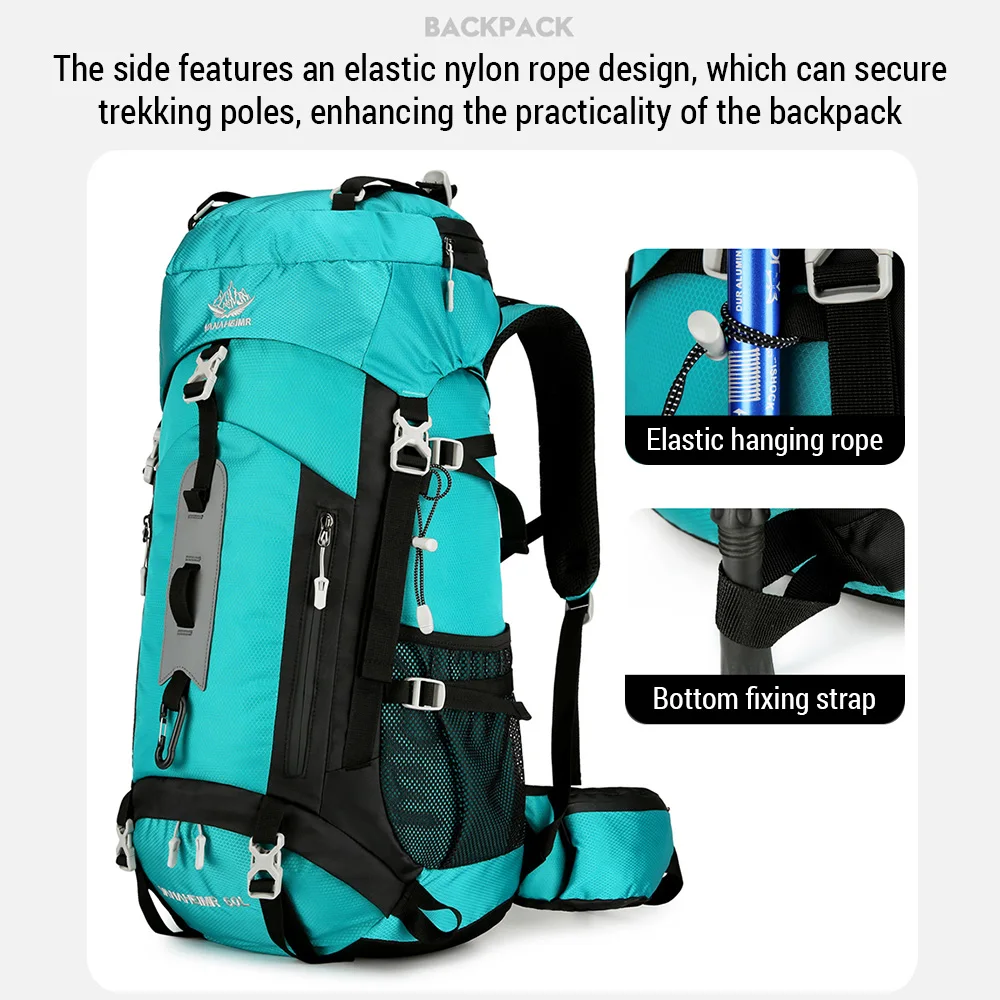 60L Hiking Backpack Large Capacity Waterproof Camping Backpack with Reflective Strip for Mountaineering Trekking Traveling