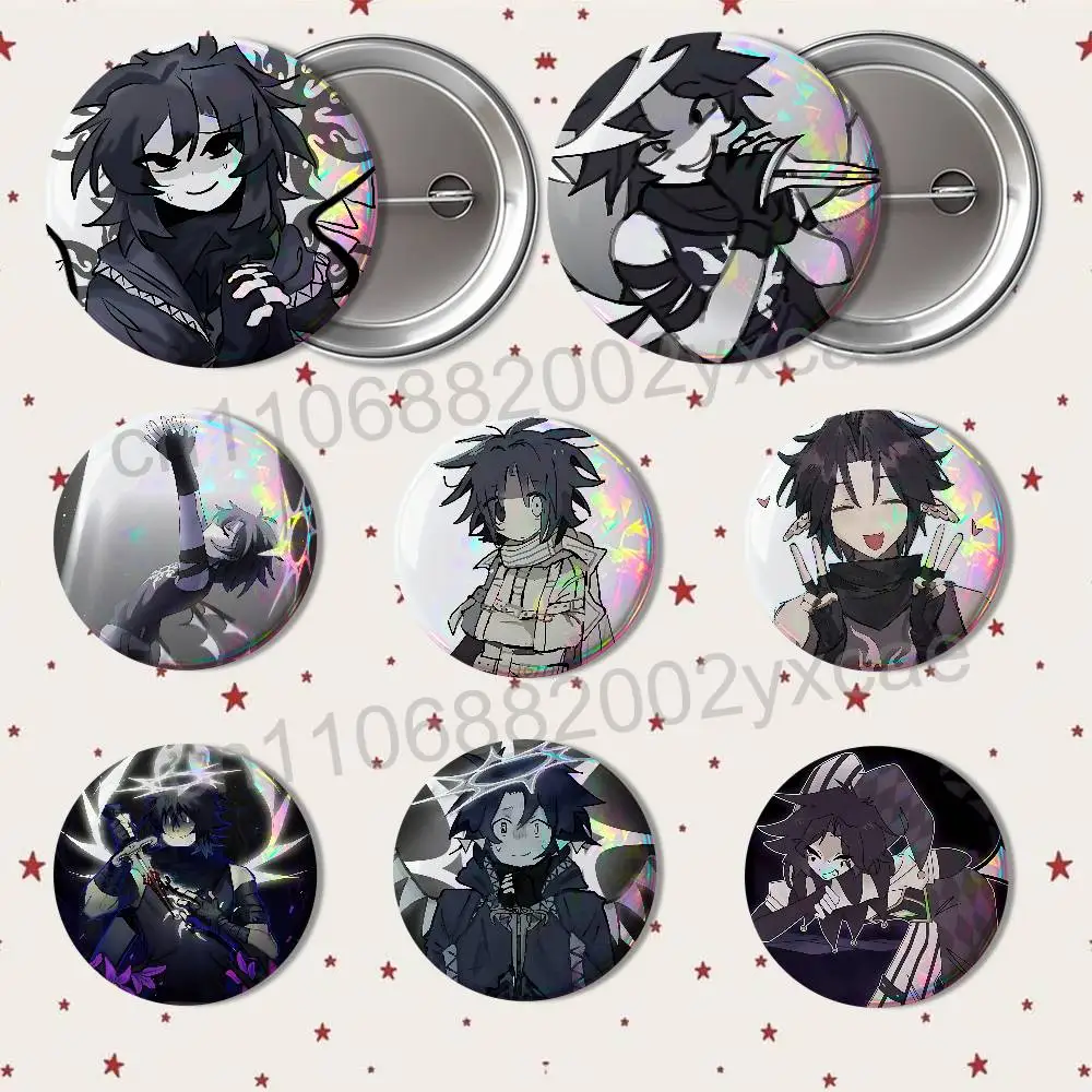 game TwoTime High  Forsaken Reflective Pin Tinplate Round Brooch Cartoon Cosplay Badges for Bag Hat Toys Gifts