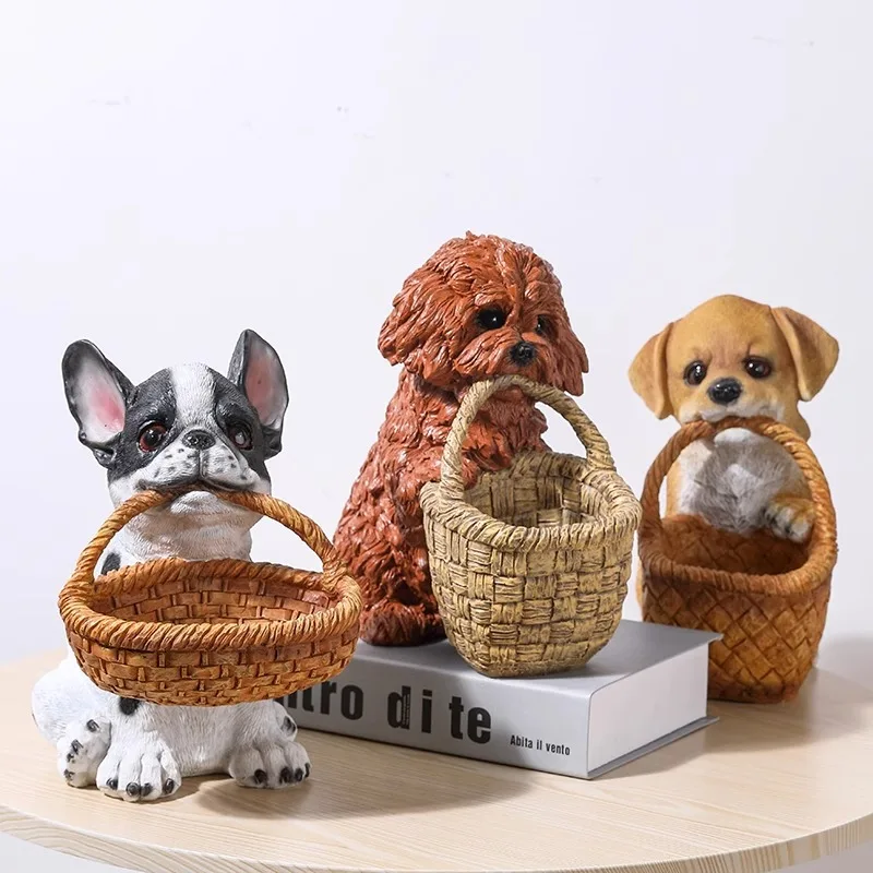 

Simulated French BullDog Golden Retriever Teddy Bear Shiba inu storage ornaments home decor dog cat resin statue storage basket