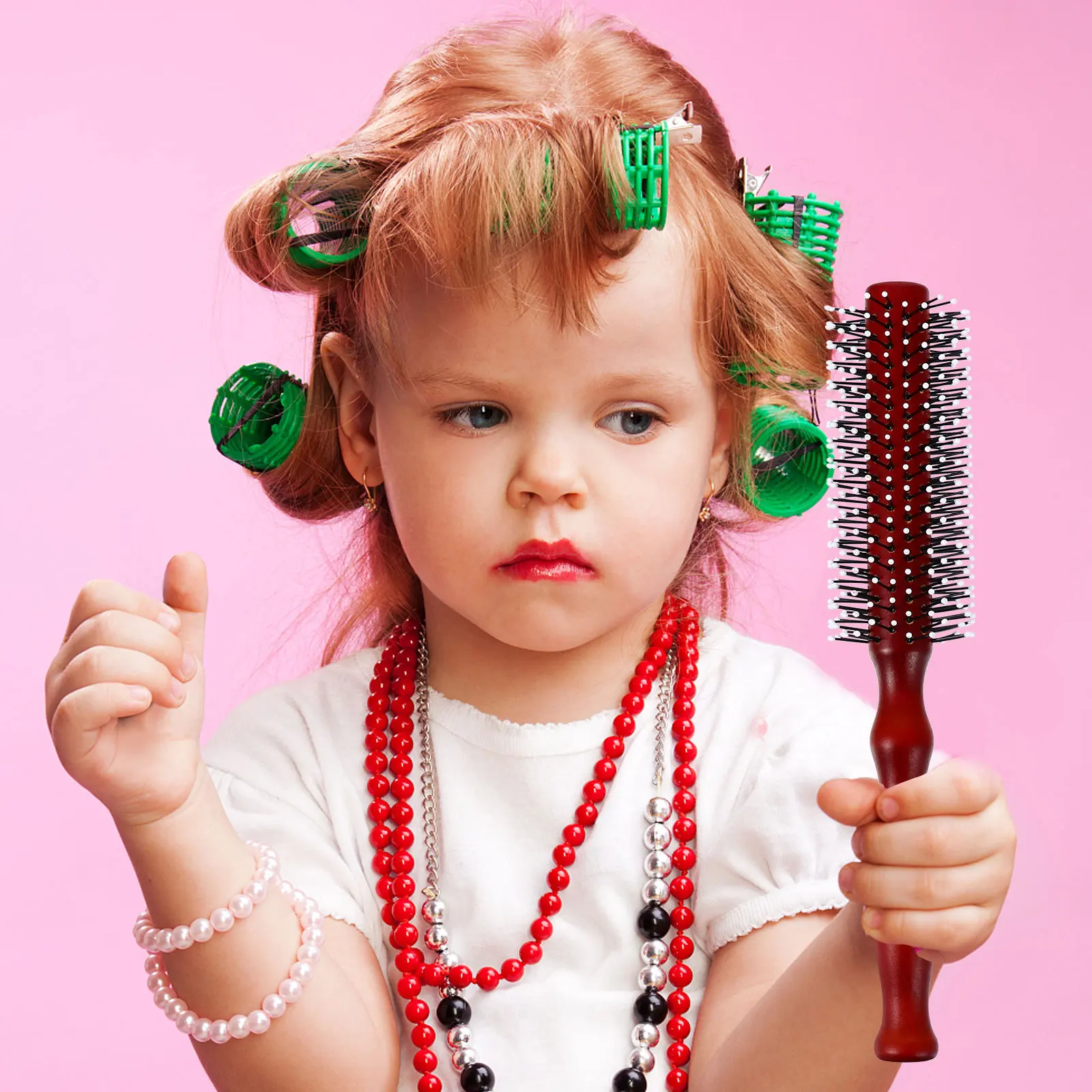 

1pc Wood Round Comb Lightweight Durable For Tangled Hair Scalp Massage Styling Hairdressing Comb Wood Handle Hair Brush