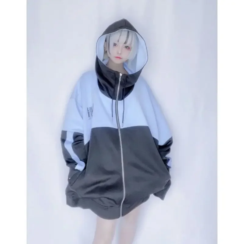 Autumn and Winter Casual Kawaii Japanese Sweatshirt Harajuku Zipper Women Hooded Coat Clothes Gothic Punk Streetwear Ladies Tops