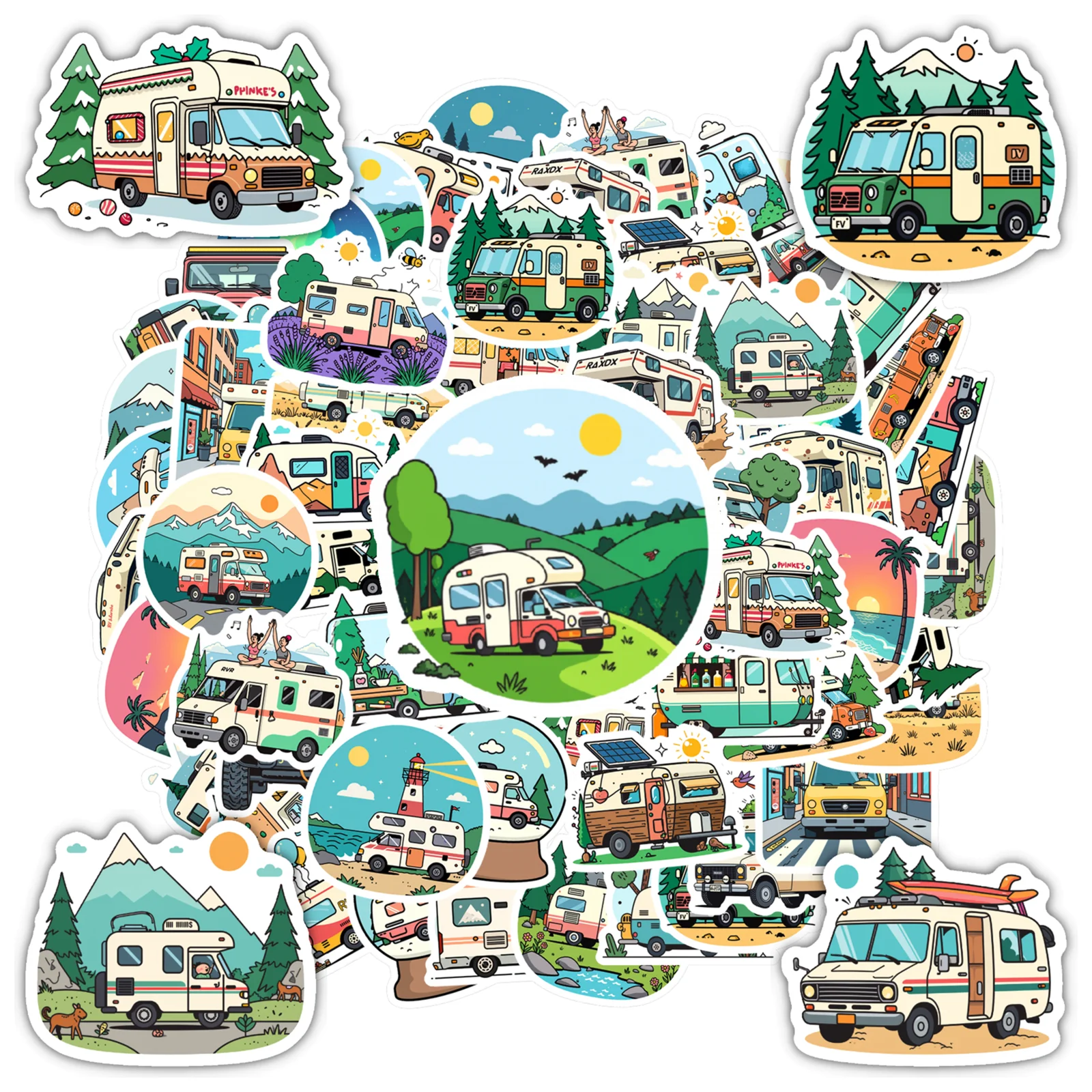 

Набор из 35-70 мультяшных наклеек: Путешествия и приключения, наклейки для фургонов, мультяшные стикеры для ноутбуков, багажа, скрапбукинга