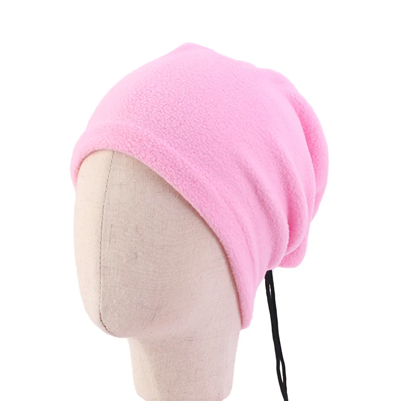 New Kids Girls Boy Polar Fleece Thickened Neck Warmer Scarf Tube Adjustable Face Cover Veil Camping Skiing Cap Headwear Warm Hat