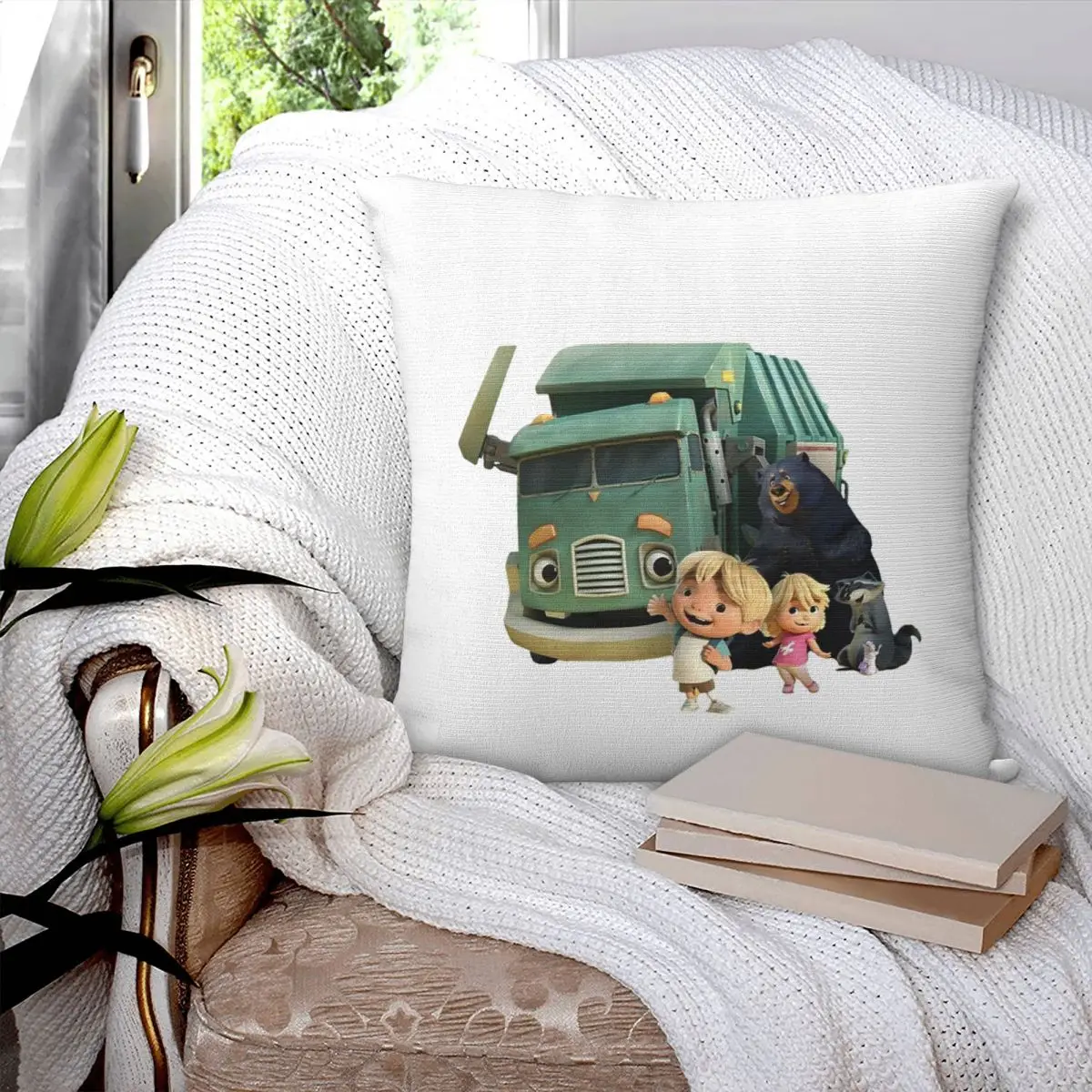 Trash Truck Netflix Square Pillowcase Pillow Cover Cushion Decor Comfort Throw Pillow for Home Living Room