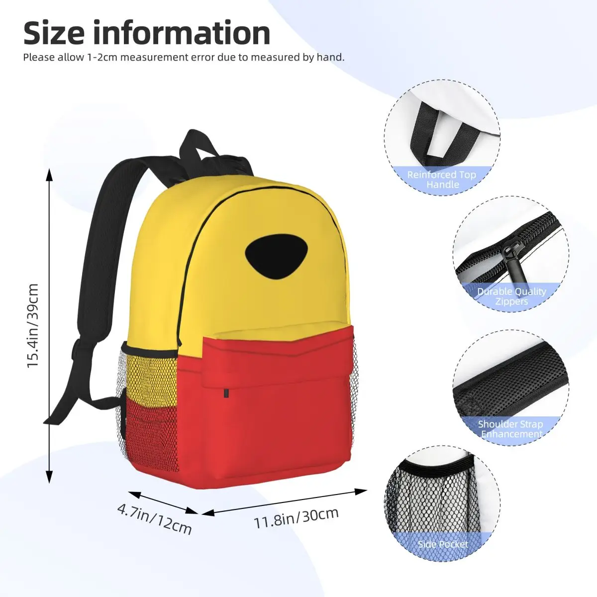 Mochila durável Winnie The Pooh de 15 polegadas – design ergonômico e leve para conforto e conveniência