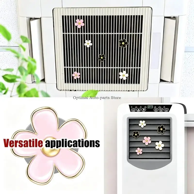  Gold-Tone Flower Car Air Freshener Clips with 6 Included Scent Pads, Keeping Accessories Away from the Console