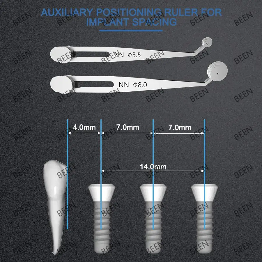 Calibradores de implantes dentales 8-12, regla de planificación de posicionamiento ajustable, Regla de medición Interdental, regla de diagnóstico de