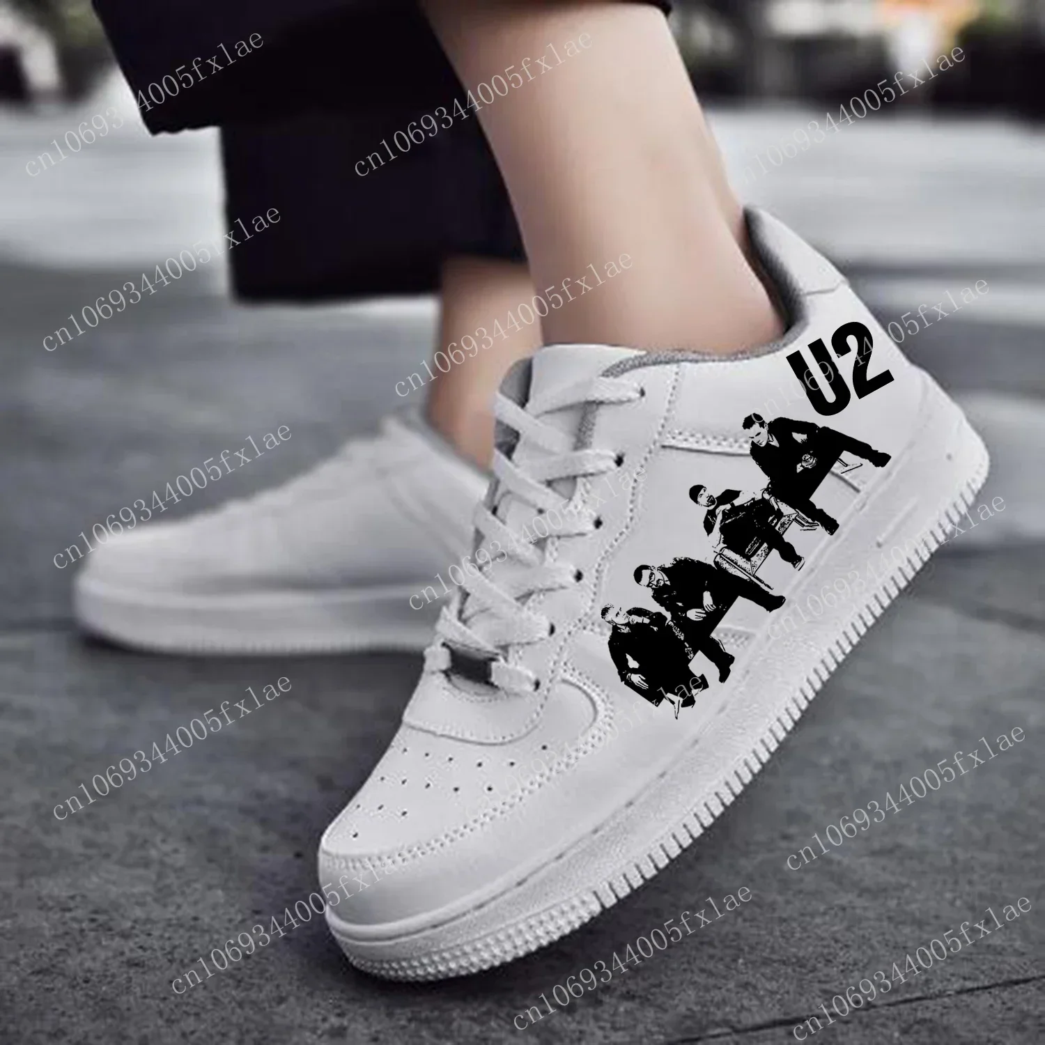 U2 Rock Band AF Basketball Mens Womens Sports Running High Quality Flats Force Sneakers Lace Up Mesh Customized Made Shoe White