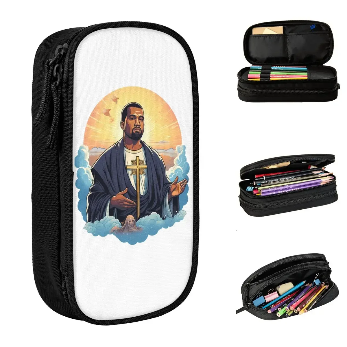 Fashion Yeezuz Kanye Rapper Pencil Case Pencilcases Pen Box for Girls Boys Big Capacity Bag Students School Zipper Stationery