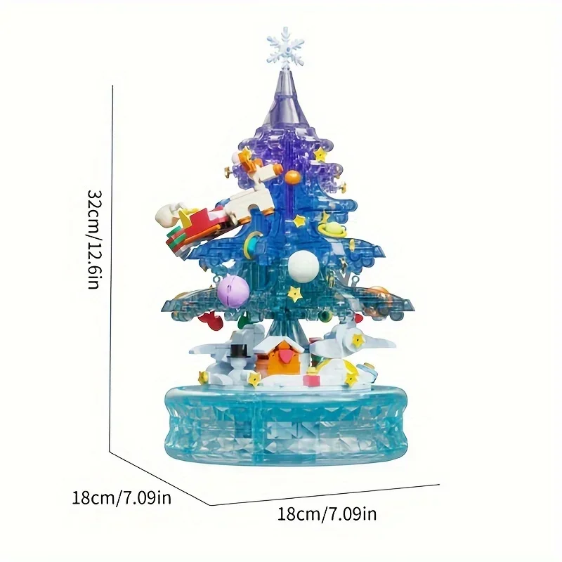 Fantasy Christmas Tree Music Box Building Blocks Romantic Lighting Music Box Desktop Decoration Kids DIY Bricks Toys Girls Gifts