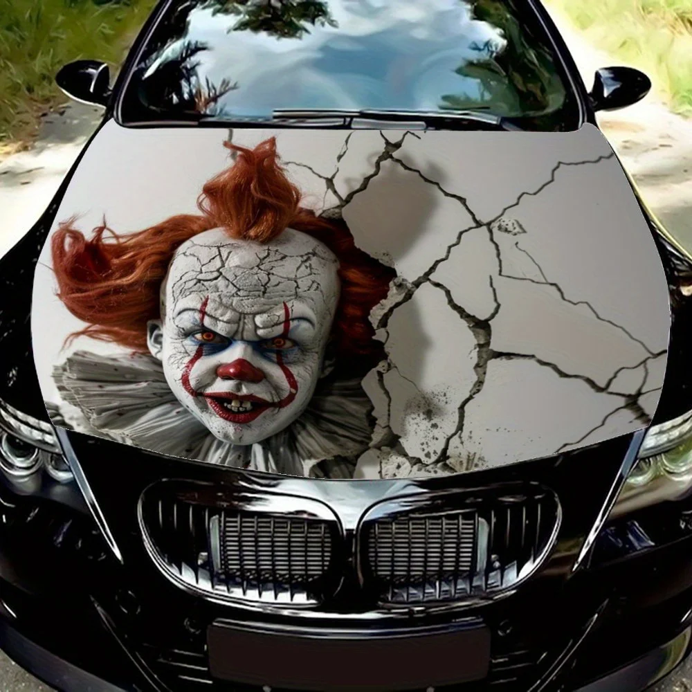 

Grinning Red Riding Hood: Spooky Clown Graphics That Break Through the Wall Car Vinyl Wraps, Vinyl Car Hood Graphics, Vin Patter