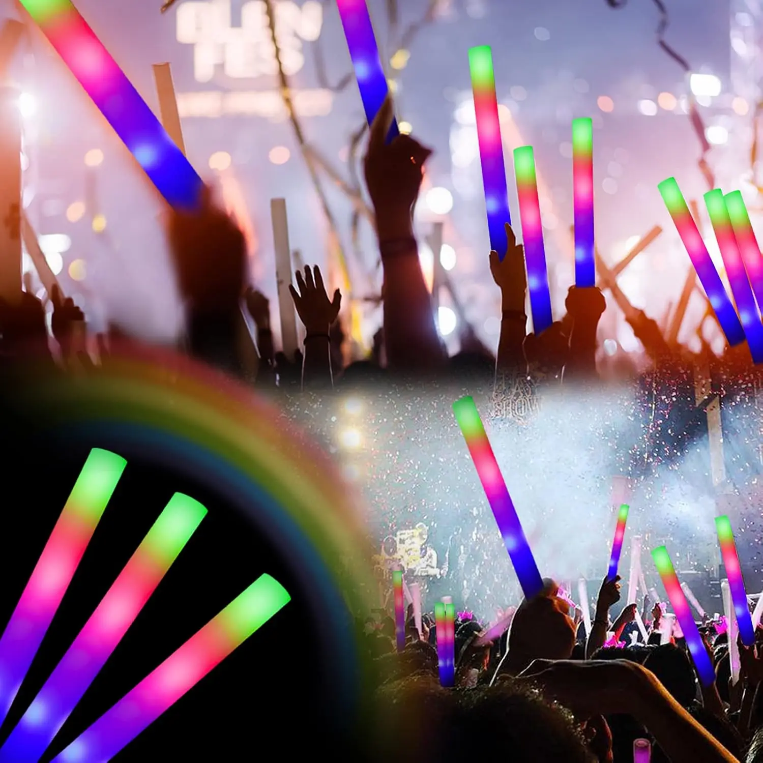 Party Favors Glow Batons Bulk Pack 100 Light Sticks Flashing Foam Events