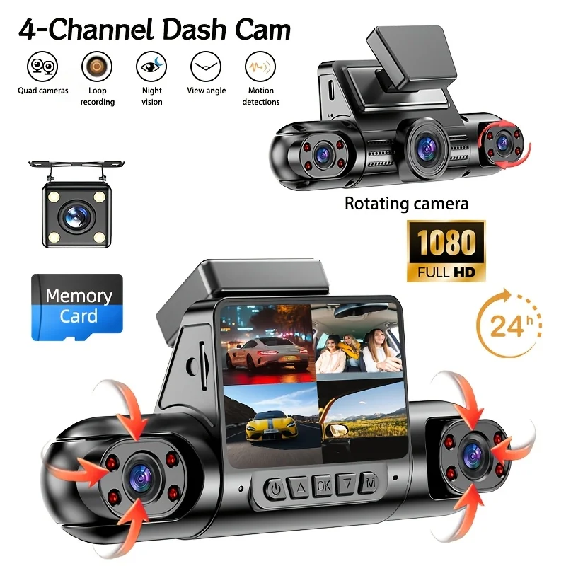 

This Is a Comprehensive Driving Recorder Set Featuring Four Lenses, Offering 360-Degree Coverage with 1080P Resolution for The F