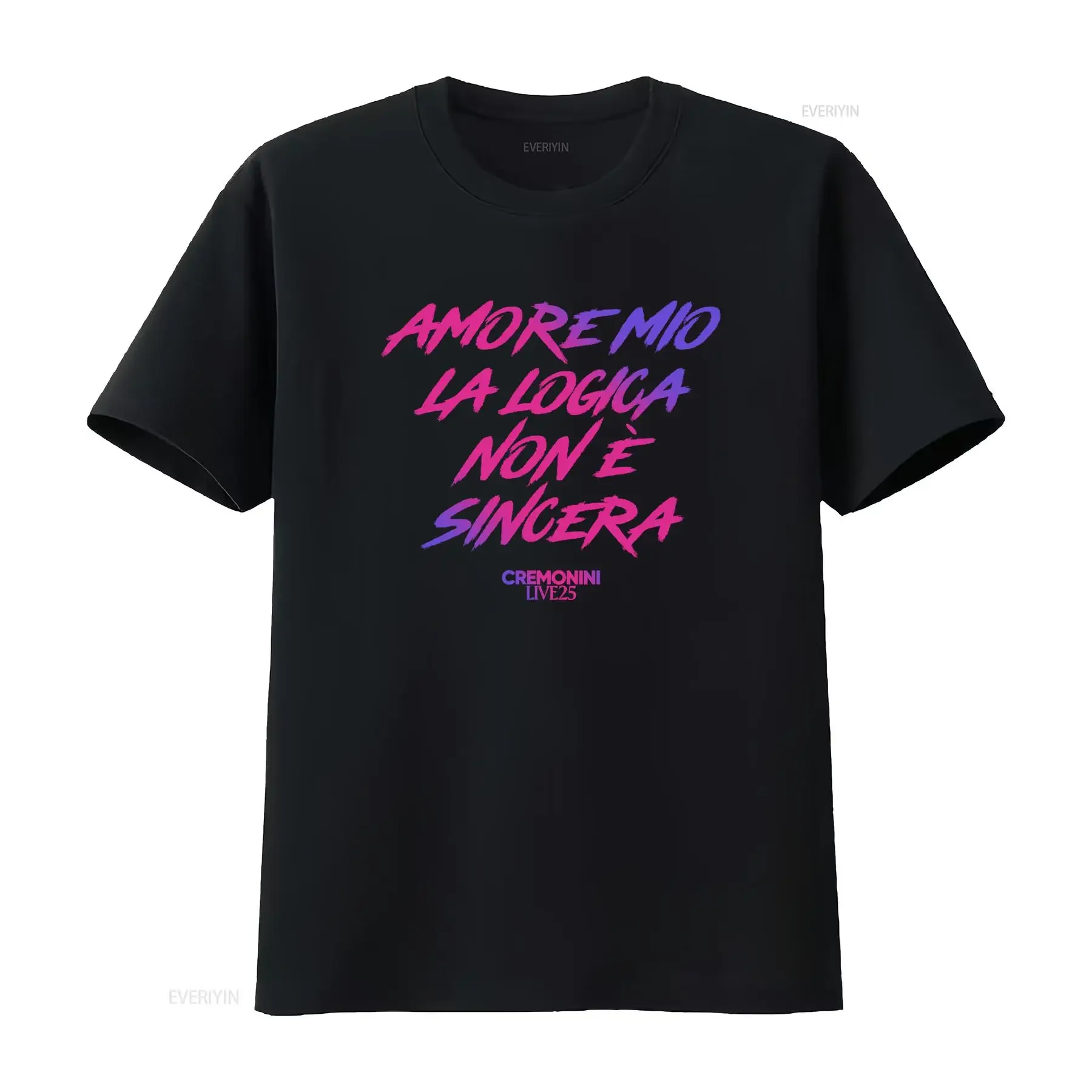 Camiseta Cesare Cremonini Tour 2025 Logic Concert, Diseño Vintage Lavado y Elástico con Gráfico 'Amore Mio La Logica Non E Sincera'