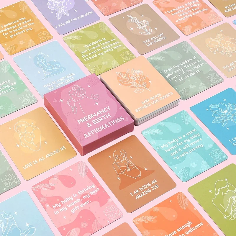 

50Pcs Pregnant Women Affirmation Cards Set, Daily Positive Motivation Cards With Uplifting Encouragement Cards For Girls & Women