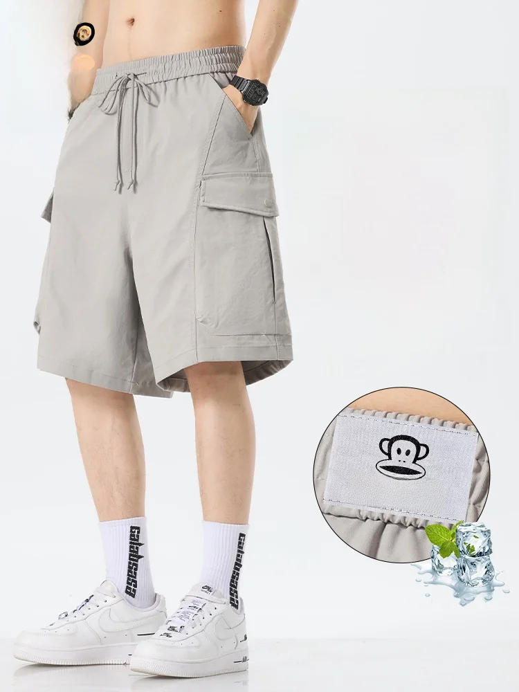 

PaulFrank Outdoor Leisure Ice Silk Qui Dry Loose Straight Leg Five orts Men Summer Casual Cotton Youth Faion Basic Color