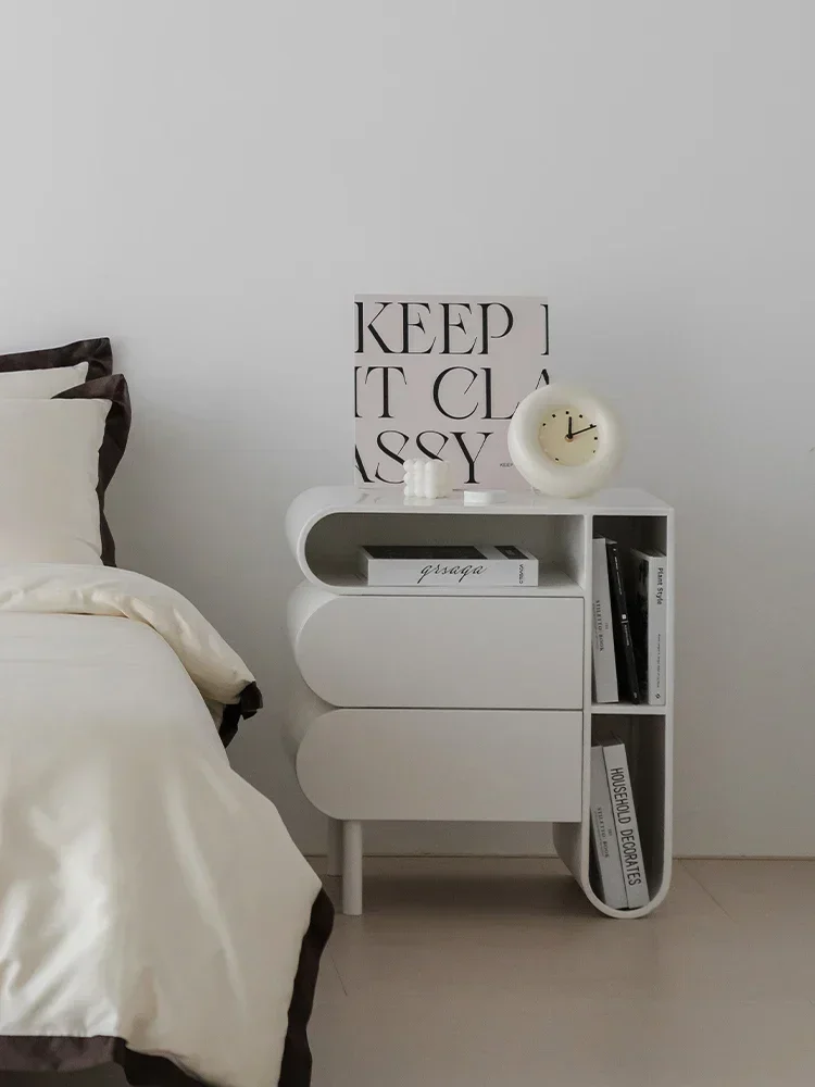 Mesita de noche para dormitorio, mesita de noche minimalista moderna, armario lateral