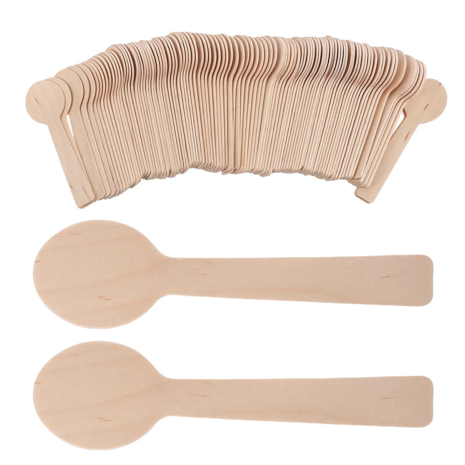 

100Pcs Birch Wood Mini Spoons 4-Inch Small Wooden Teaspoons Coffee Honey Jam Sugar Spices Condiments Hotels Kitchen