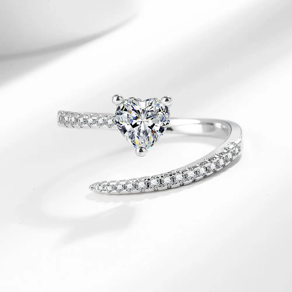 

925 Sterling Silve Gorgeous Shiny Stone Heart Zircom Ring For Women Engagement Wedding High Quality Fine Jewelry