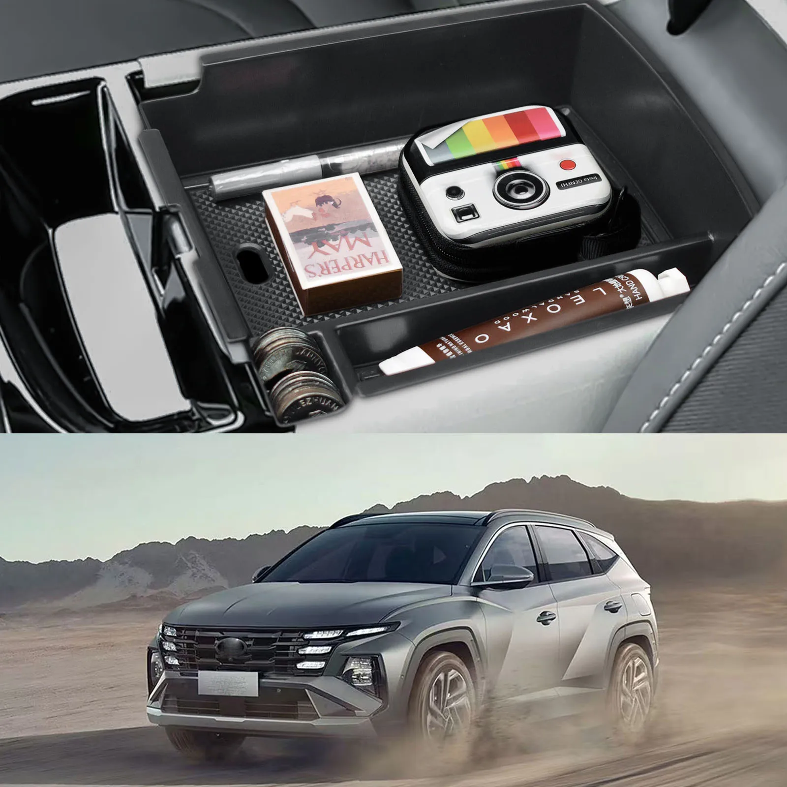 

RUNROAD For 2025 Hyundai Tucson Limited Hybrid Center Console Organizer Armrest Storage Box Tray Interior Car Storage Box Tray