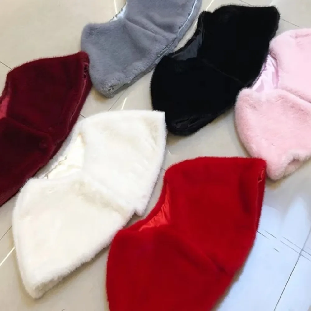 Winter Large Collar Shawl Handmade Solid Color Wedding Dress Shawl Faux Fur Shoulder Decorative Warm Neck Warmer Women Shawl view 5