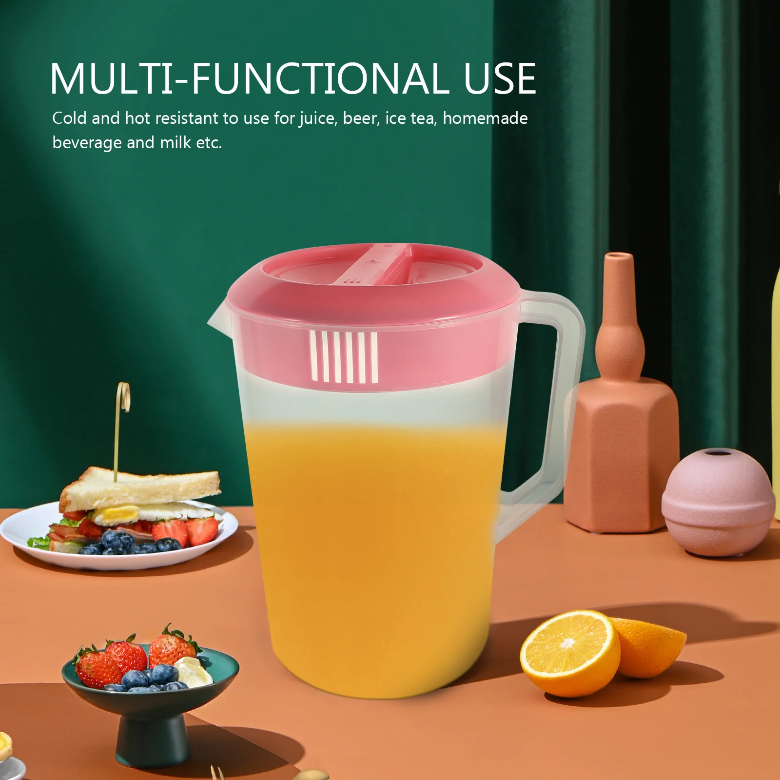 Heat Resistant Plastic Cold Water Pitcher 5000ml Measuring Lid Juice Tea Coffee Kettle for Home Family Party Picnic Storage