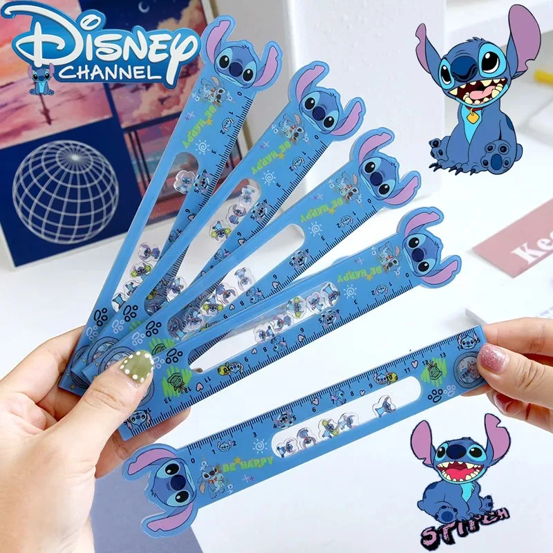 15cm Disney Stitch Ruler Anime Figures Lilo & Stitch Cute Cartoon Rocker Acrylic Creative Students Drawing Ruler Stationery Gift