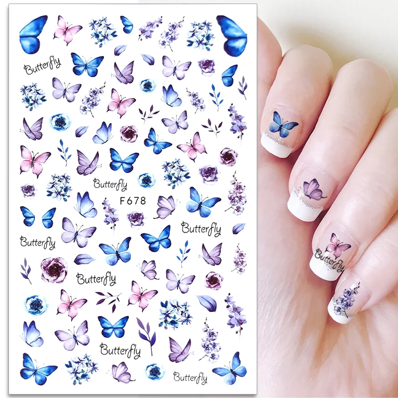 

1PCS Color Butterfly Nail Sticker Nail Art Supplies 3D Flowers and Leaves Nail Art Applique Nail Art Decoration Nail Parts