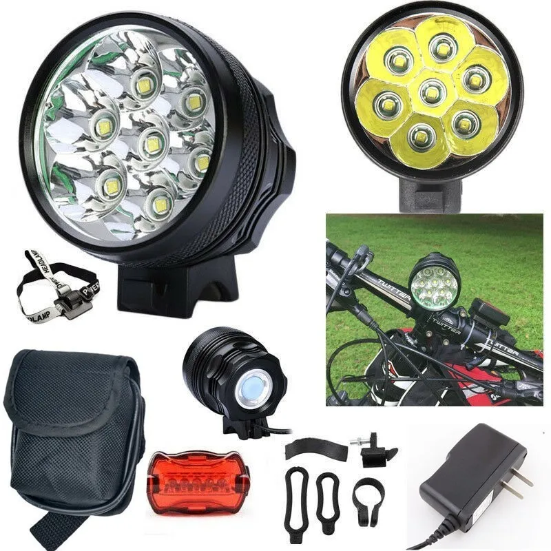 7xT6 LED Bicycle Front Light Bike Headlight Flashlight Waterproof Mountain Cycling Lamp 9800 Lumen Headlamp