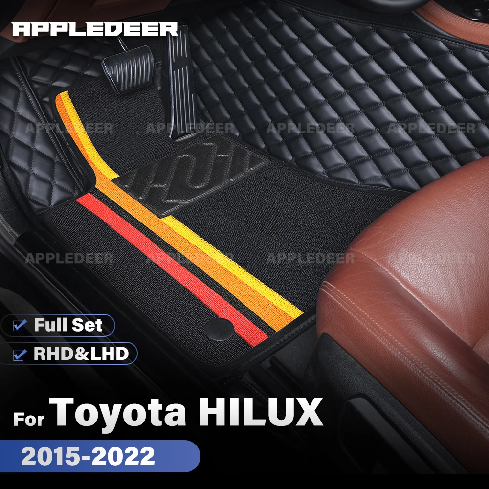 

APPLEDEER For Toyota HILUX 2015-2022 Double Layer Car Floor Mats Custom Auto Carpet Cover Interior Accessories