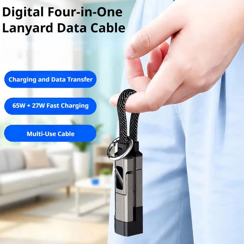 65W USB Cable 4-in-1 Video Audio Data Port for Mobil Phone Pad Laptop Portable Type-C Charging Cable Guset Party Gift Bag Filler