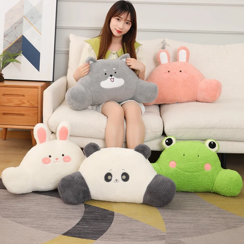 

Kawaii Animal Shpae Waist Plush Stuffered Toys Panda Bunny Lumbar Support Soft Sofa Cushion Kawaii Room Decor Gift for Girl